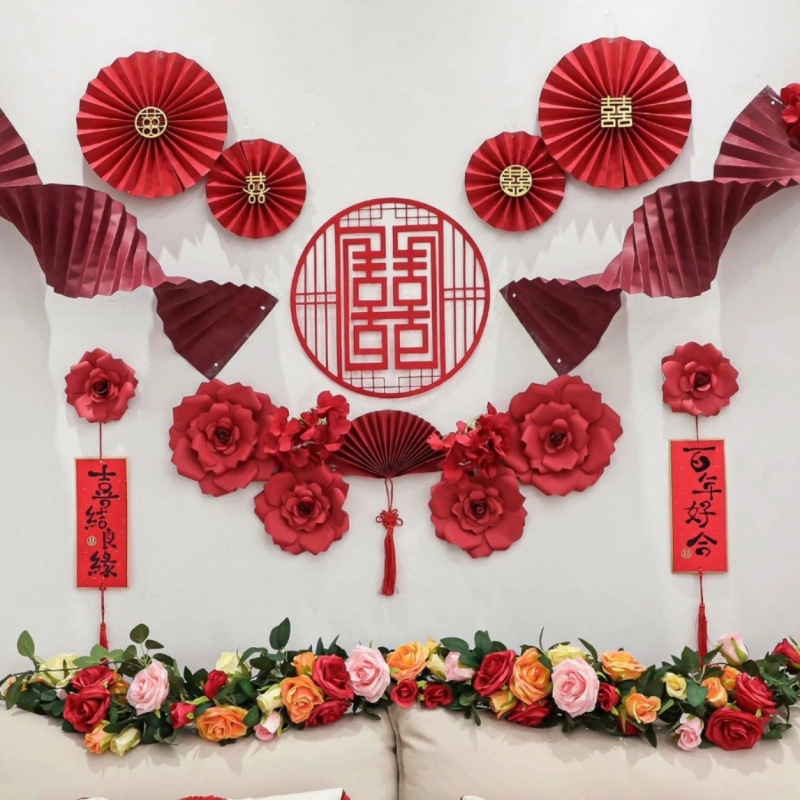 床头仿真花结婚婚房布置装饰花藤摆花新房卧室沙发婚庆假花藤条|undefined