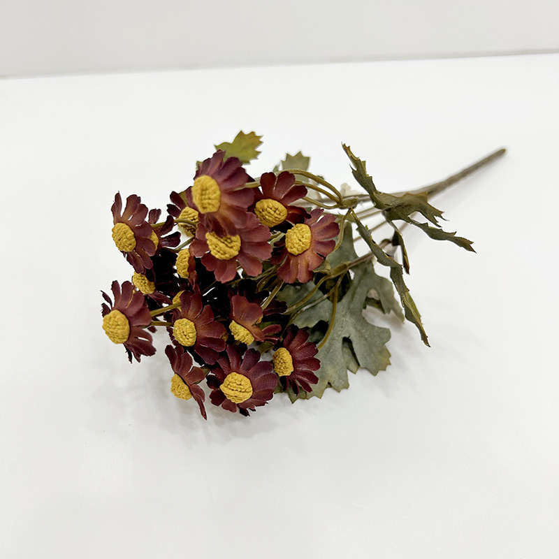 秋のデイジーシミュレーションブーケ造花シルクフラワーカモミール寝室のテーブル造花装飾装飾品造花|undefined