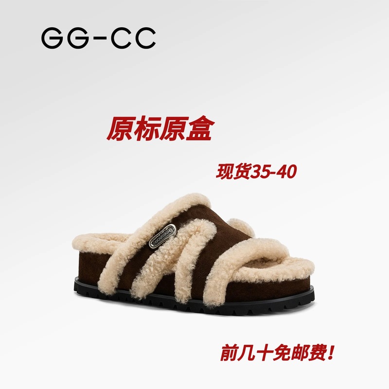 【章若楠同款】GGCC路易暖茶2025秋季新款厚底勃肯半拖鞋女毛毛拖|undefined