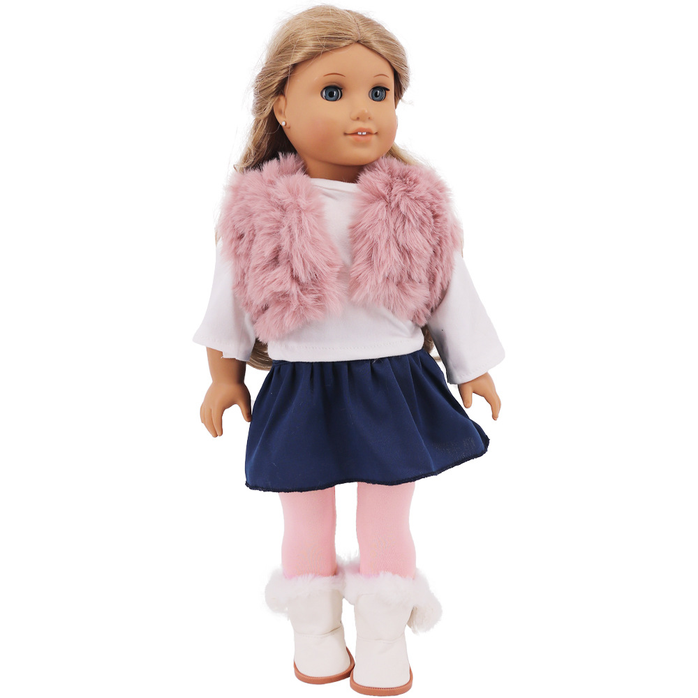 Nueva 18 pulgadas American Girl muñeca accesorios ropa de felpa chaleco traje de cuatro piezas 43cm muñeca ropa de felpa