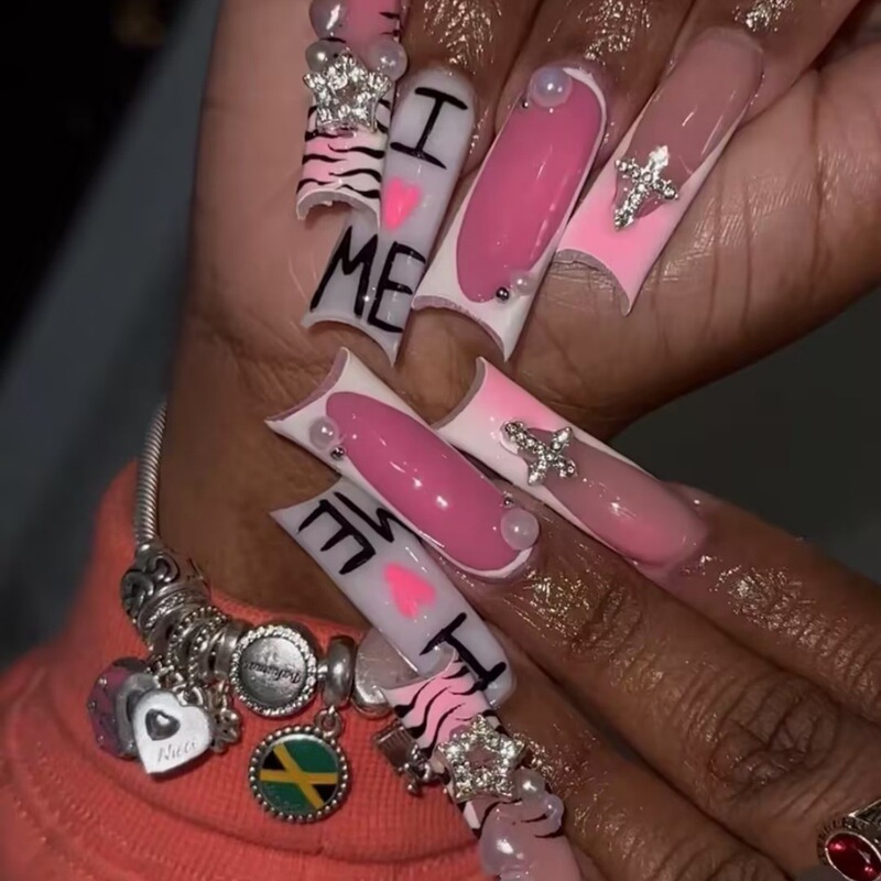 Cross-border ultra-long square wearing nail art 24 nail piece cross knot nail leopard design nails wholesale