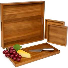 木质托盘套装金合欢木餐盘家用水果奶酪盘多功能收纳托盘