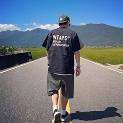 潮牌wtaps smock日系ゆるいカジュアル半袖混紡標語tee丸襟アルファベット半袖tシャツ