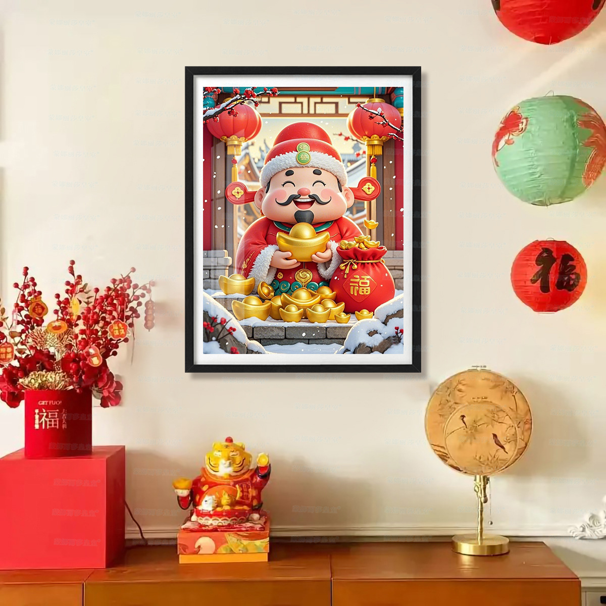 [Algodón importado] Mona Lisa real bordado cruz Dios de la fortuna festivo simple sala de estar decoración de estudio bordado a mano
