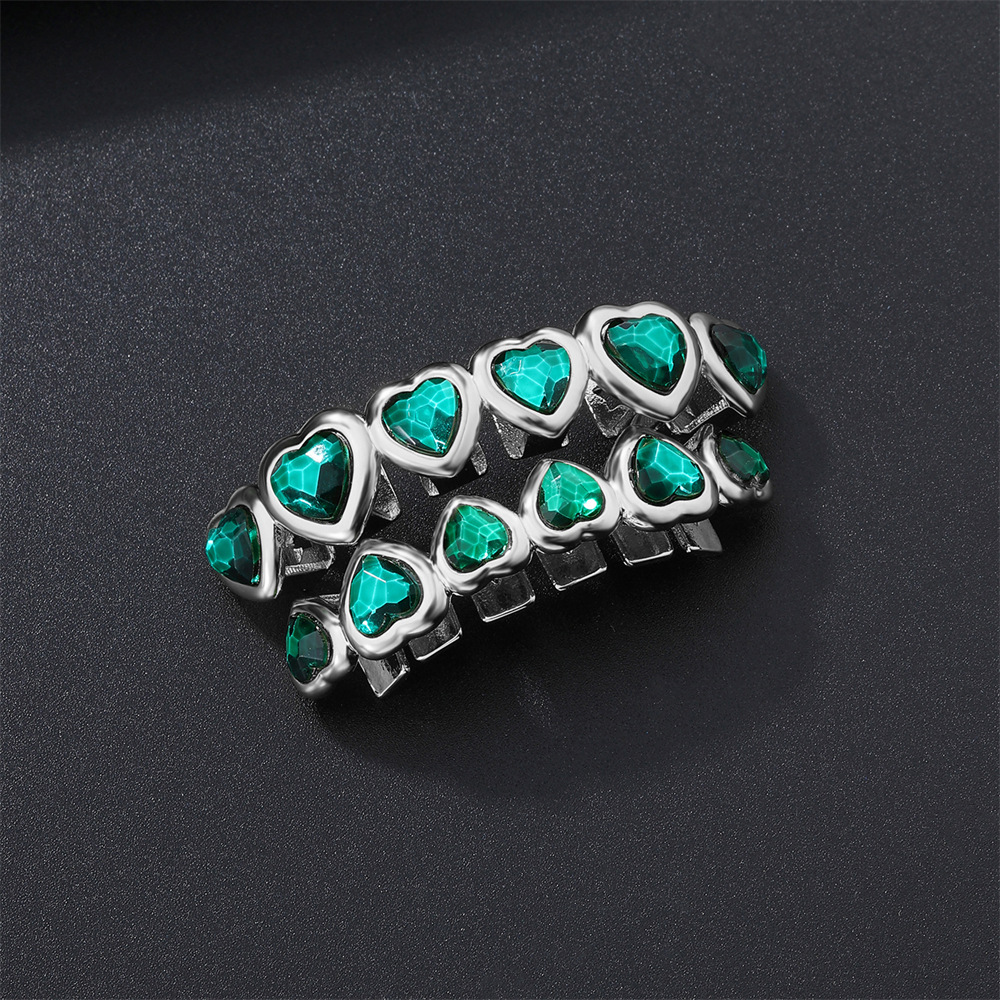 Holiday, Daily Occasion Hip-Hop Heart Shape Copper Artificial Gemstones Unisex Tooth Socket