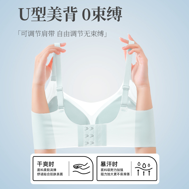 Sujetador ropa interior ultrafina que no deja marcas seda de hielo de secado rápido, ligero, fino, soporte suave, pecho auxiliar, pecho pequeño, sujetador sin anillo de acero
