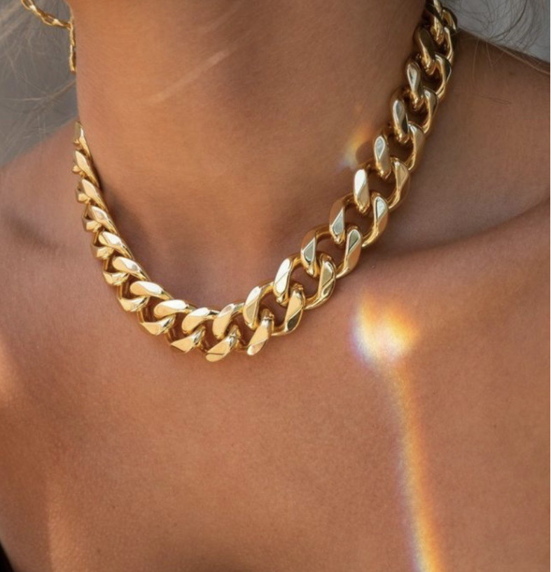 Wide Thick Cuban Chain Punk Style Necklace Wholesale Jewelry Nihaojewelry display picture 3