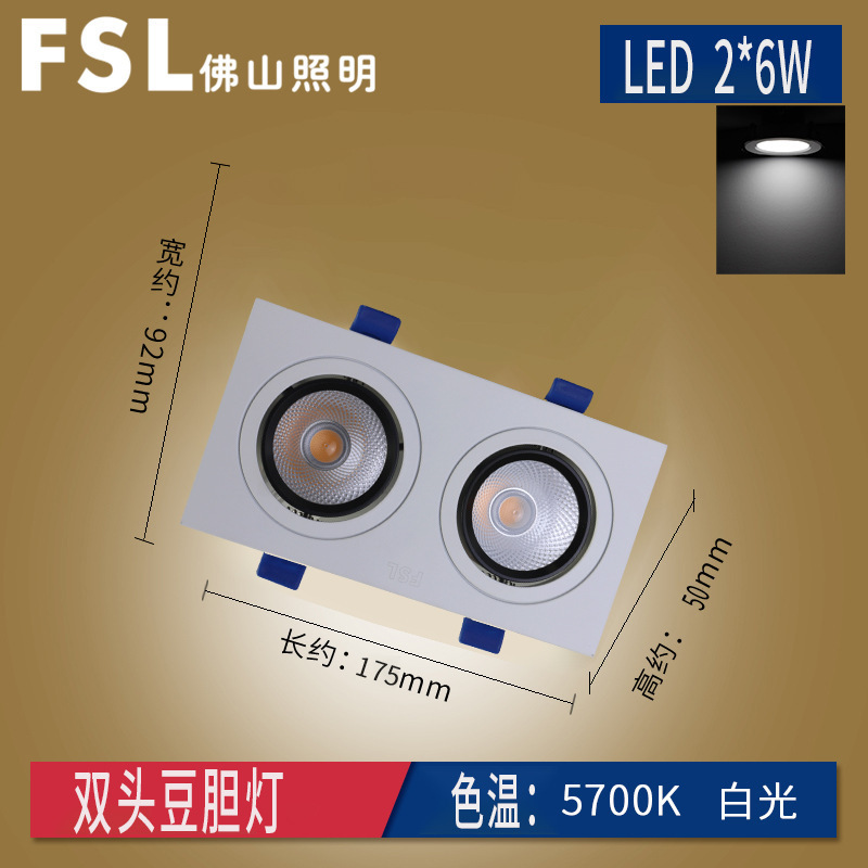 FSL Foshan iluminación led proyector de doble cabeza COB rejilla cubo lámpara incrustado en tienda de ropa salón pasillo lámpara