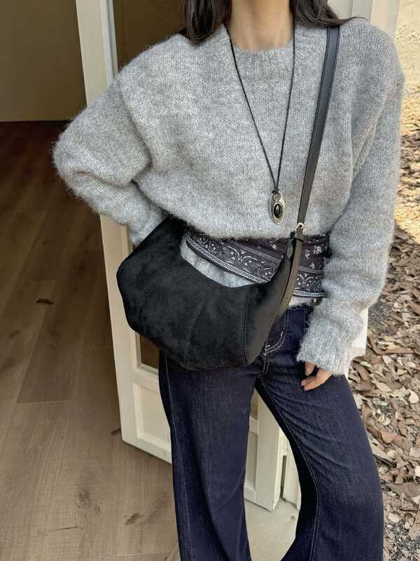 麂皮质感腋下包包女2025早秋款日常百搭休闲单肩斜挎包饺子包时尚|undefined