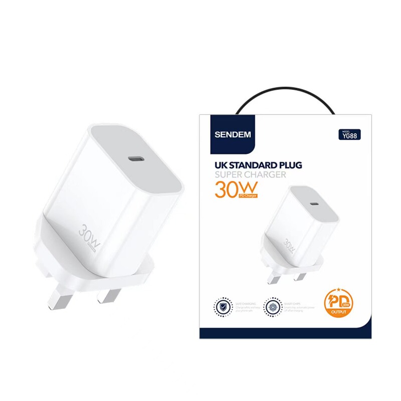 British 30W British charger C PD30W mobile phone fast charging head for Apple PD charging head Hong Kong version power supply