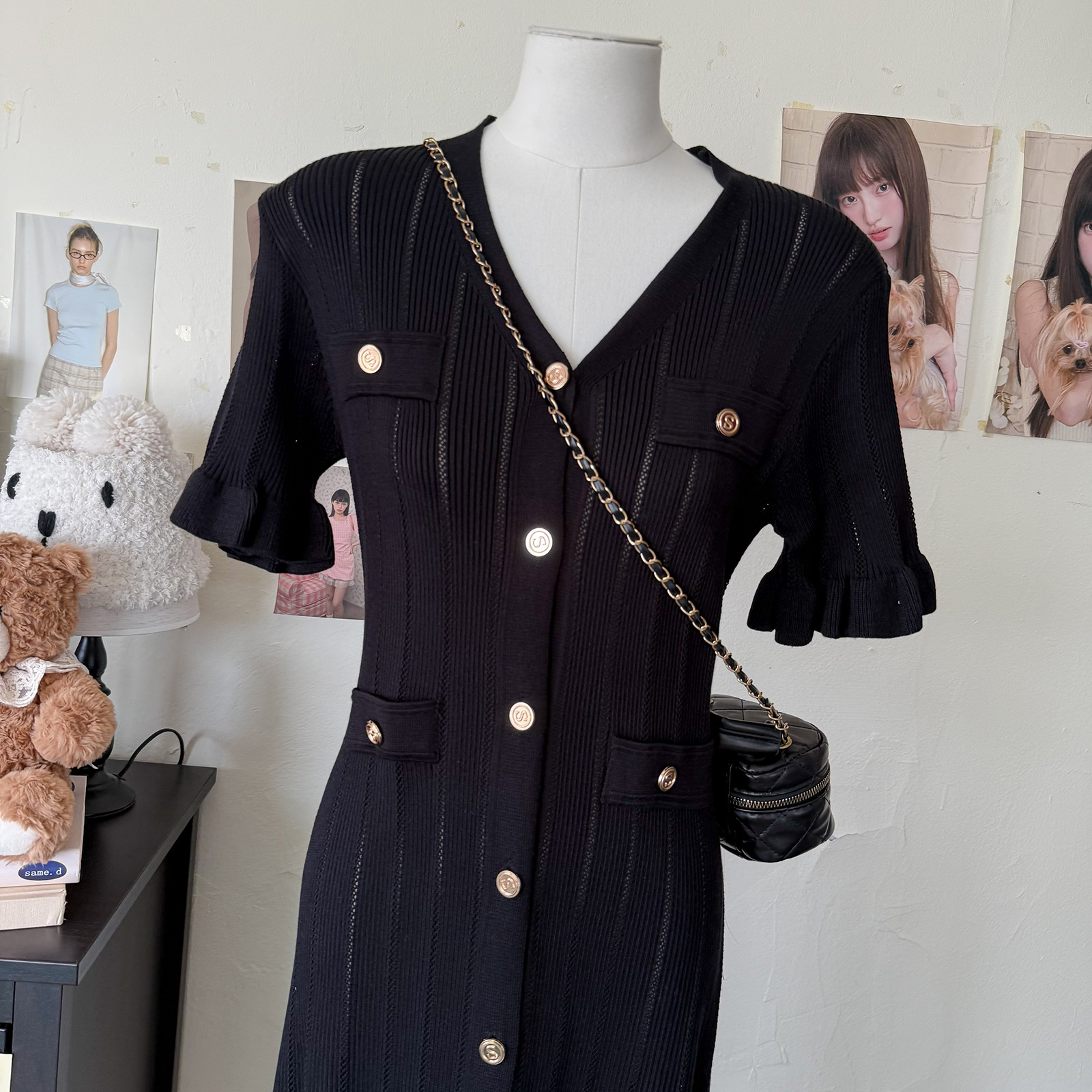 French Retro-style High-end Knitted For Women, Summer Ruffle Single-breasted Design, Elegant And Luxurious Long Dress_ecoleips.com