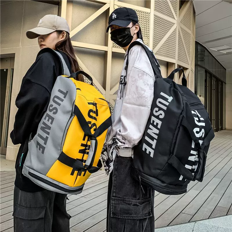 双肩包男ins潮牌大容量休闲旅行包行李背包女大学生书包健身鞋仓
