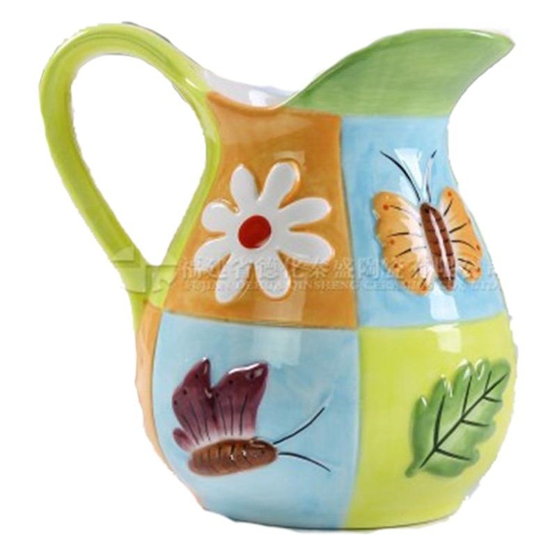 Exportación transfronteriza cerámica tetera de agua pintada tetera de flores casera taza de leche con mango taza de regalo casera logotipo