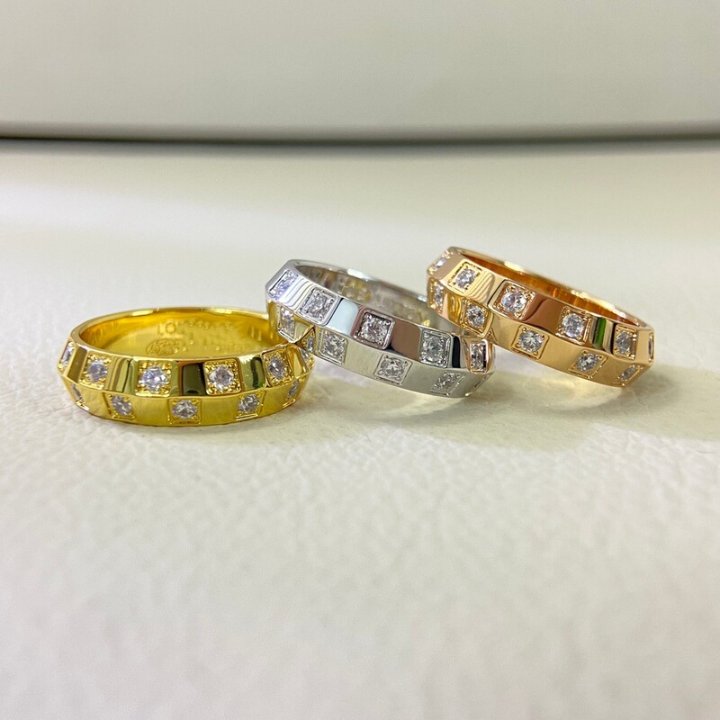 European and American Classic Plaid Double-Row Diamond Ring for Women Ins Design Personalized Literary Square Checkerboard Ring European and American Classic Plaid Double-Row Diamond Ring for Women Ins Design Personalized Literary Square Checkerboard Ring