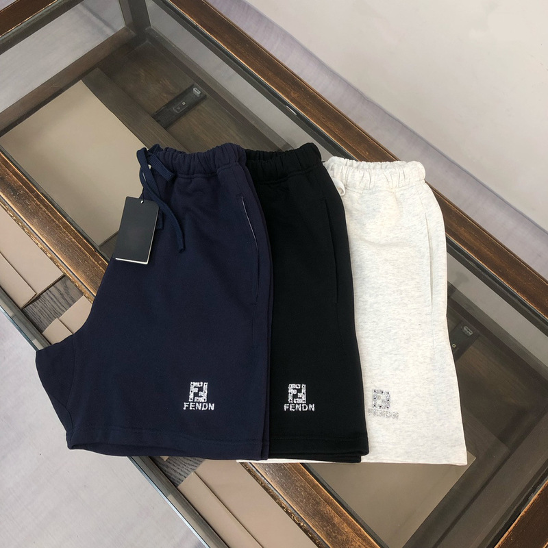 2025 New Summer Fd Men's Casual Shorts Pure Cotton Hot Diamond Casual Pants Men's Elastic Band Couple Style