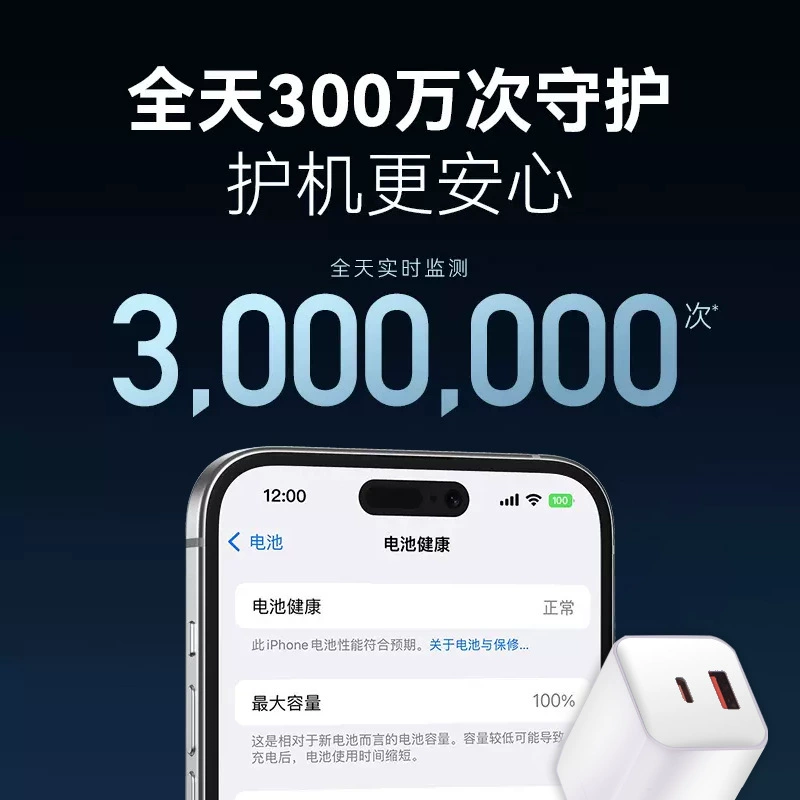 百鼎 IPhone15 зарядное 30W галий нитрид быстрая зарядка подходит для Apple 14Pro/13/iPadPro2024
