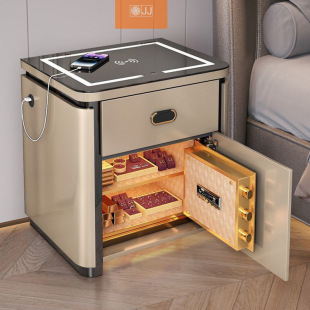 Smart Bedside Table Safe Integrated Simple Modern Wireless Charging Fingerprint Lock Bluetooth Bedside Cabinet Safe Box