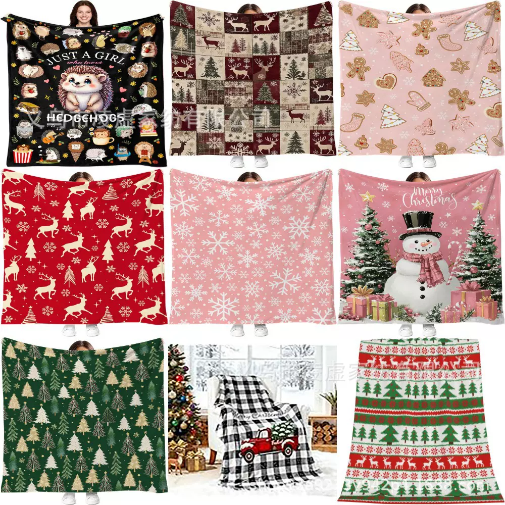 亚马逊盖毯格林奇数码印花法兰绒毯子 保暖毯子批发可来图定 制