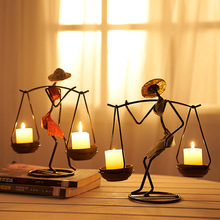 復古鐵藝燭台蠟燭擺件歐式創意小金屬燭光裝飾桌浪漫晚餐布置道具