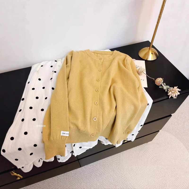 Mustard Yellow Knitted Cardigan Women's Outer Wear 2025 Spring and Summer New Thin Sweater Jacket Loose Top