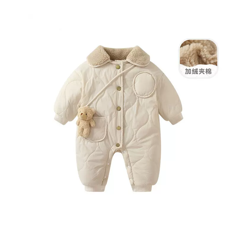 婴儿秋冬薄棉连体衣服春秋装男宝宝超萌卡通外套棉服新生外出爬服