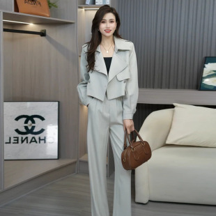 Fashionable Foreign Elegant High-end suit Women's Spring New Short Coat Jacket Wide Leg Pants Professional Casual Two-piece Set