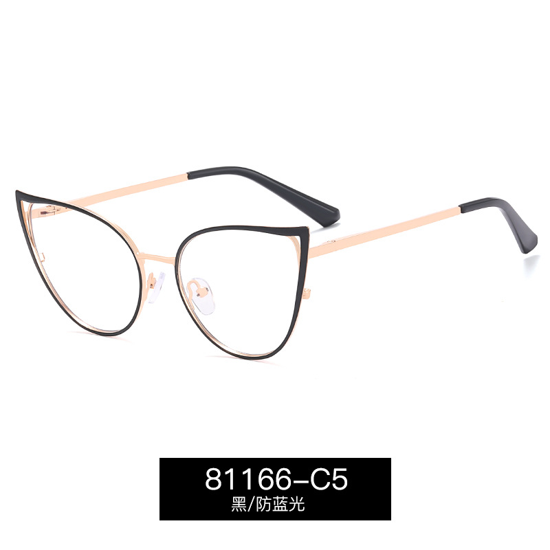81166 tendencia de la moda gafas marco metal casual gafas marco miopía gafas ojo de gato de las mujeres gafas de luz anti-azul