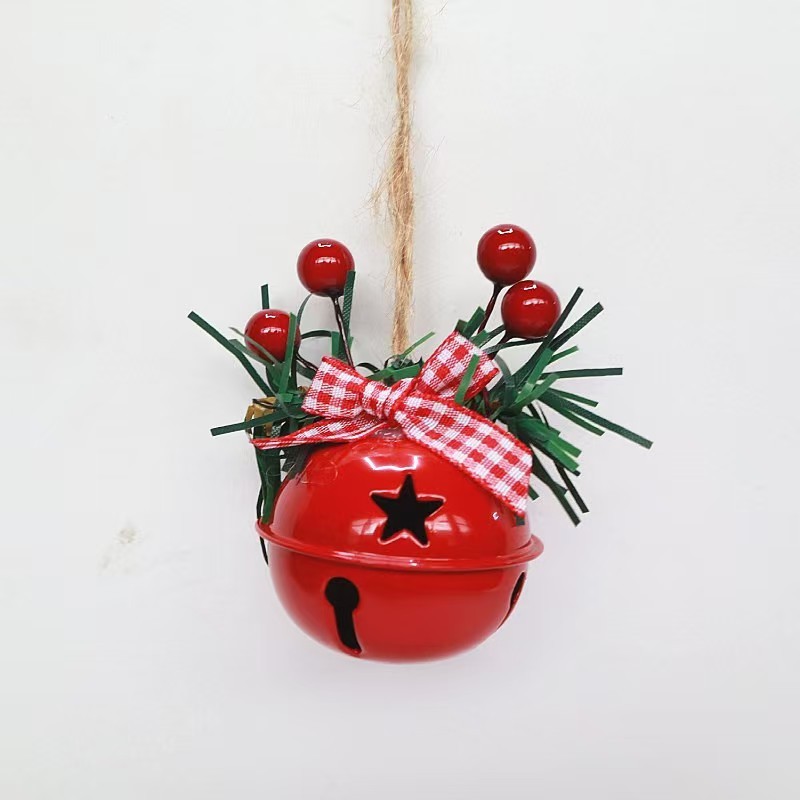 アマゾンクリスマス鉄芸大鈴ホーム装飾アクセサリー麻縄冬青ベリークリスマス鈴掛け|undefined
