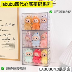 拉布布四代心底密码收纳盒展示柜架labubu盲盒搪胶手办透明防尘罩