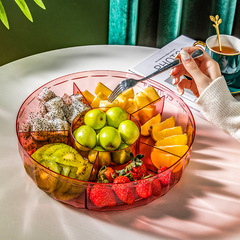 New transparent Nordic dried fruit plate for home living room snack divider with lid sealed fruit plate light luxury candy box