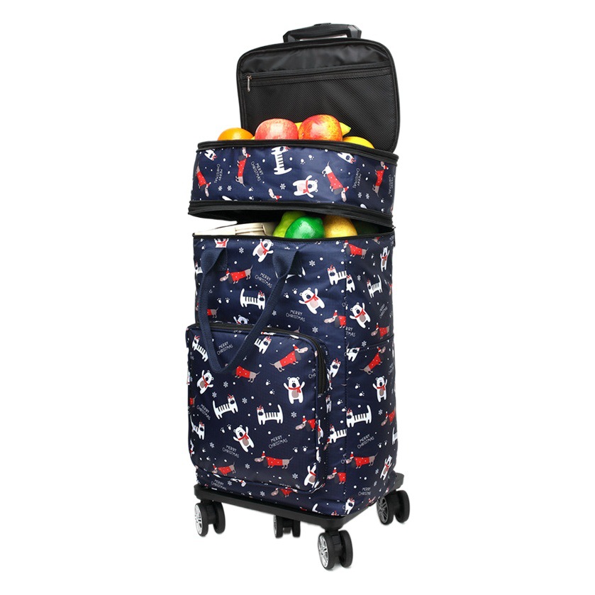 Retractable trolley bag supermarket shopping bag folding portable Portable Universal wheel shopping cart grocery shopping home pull cart camping