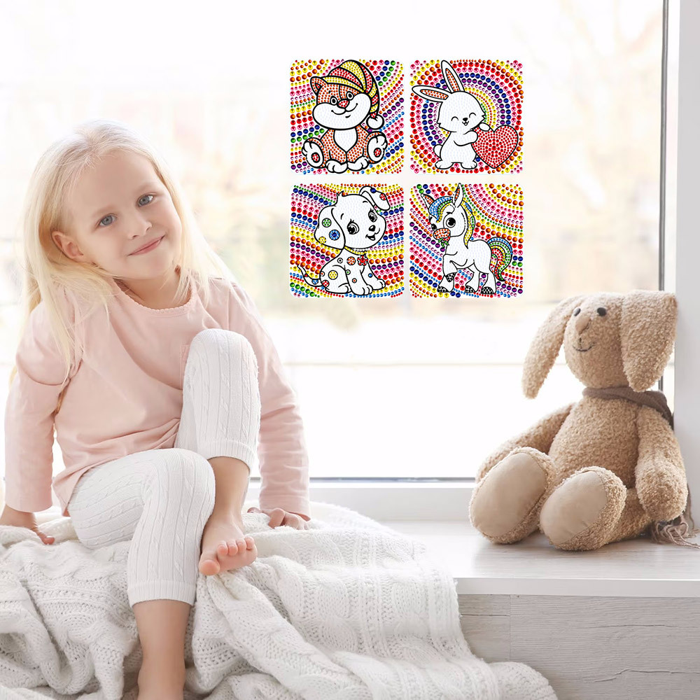 Amazon superventas para niños DIY pintura de diamantes hechos a mano pegatinas gratis pegatinas de ventana tamaño cristal diamante completo nuevo producto