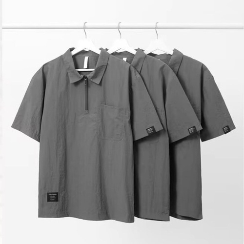 2025 shirt, men's summer short-sleeved polo shirt, fashion brand, fashionable clothes, heavy T-shirt, half-sleeve, American retro lining