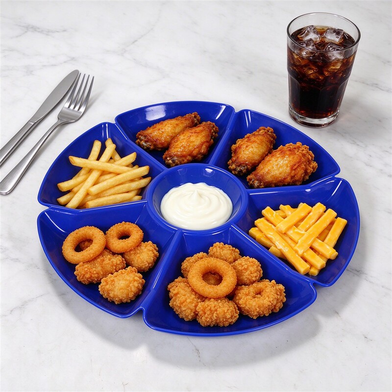 Cross-Border Plastic Fruit Plate, 7-Compartment Fries Plate, Petal-Shaped Multi-Compartment Snack Plate, Dipping Sauce Dish, Party Candy Plate Cross-Border Plastic Fruit Plate, 7-Compartment Fries Plate, Petal-Shaped Multi-Compartment Snack Plate, Dipping Sauce Dish, Party Candy Plate
