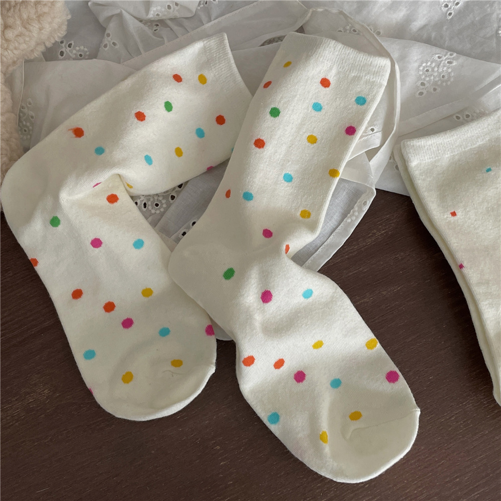 Women's Casual Simple Style Polka Dots Lines Cotton Crew Socks A Pair display picture 4