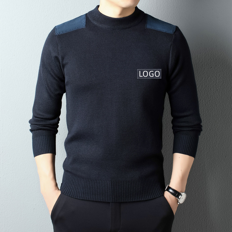Winter Security Clothing Wool Sweater Men's Round Neck Sweater Solid Color Base Shirt Xizang Blue Round Neck Duty Sweater Uniform