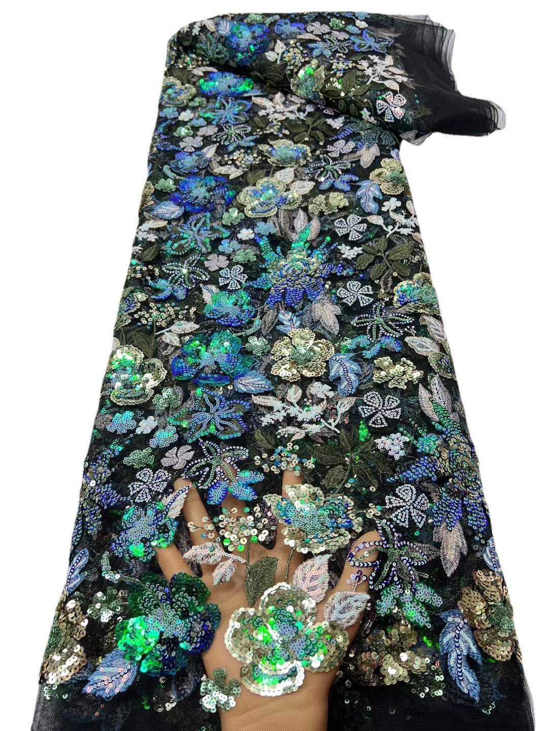 Tela de encaje africano cuentas de tela bordada vestido de novia lentejuelas encaje tela de encaje JX2572