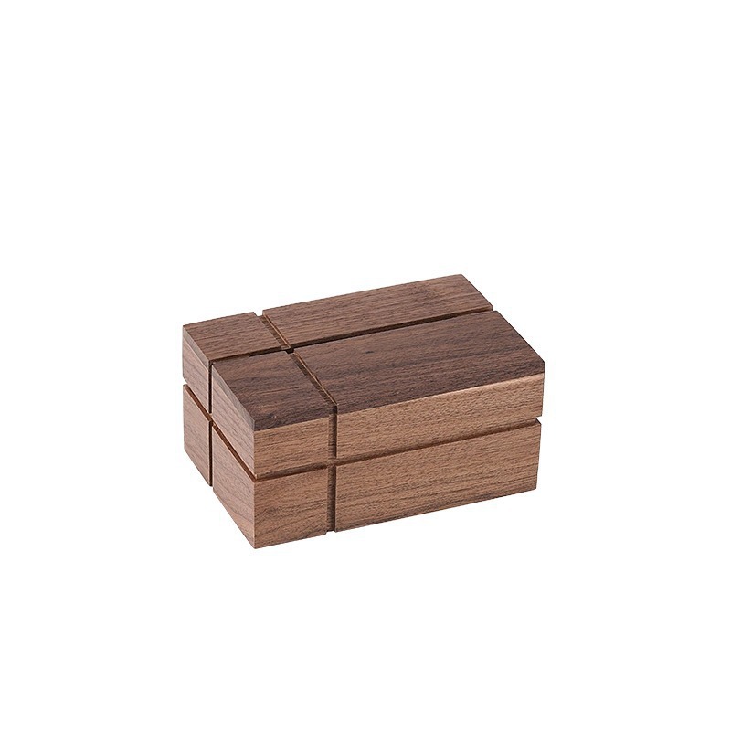 Caja de pañuelos de nogal retro, caja de dibujo cruzado para sala de estar, mesa de centro para el hogar, caja de papel de servilleta, caja de dibujo de papel de madera maciza creativa