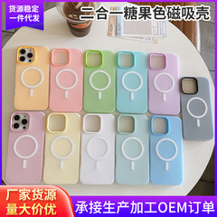 iPhone17 携帯電話ケース Apple 16ProMax つや消し保護カバー 15 に適したクロスボーダー ツーインワン ゼリー磁気吸引