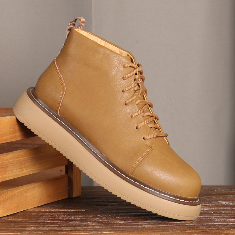 New boots Men's vintage cowhide classic big yellow boots_voghion.com