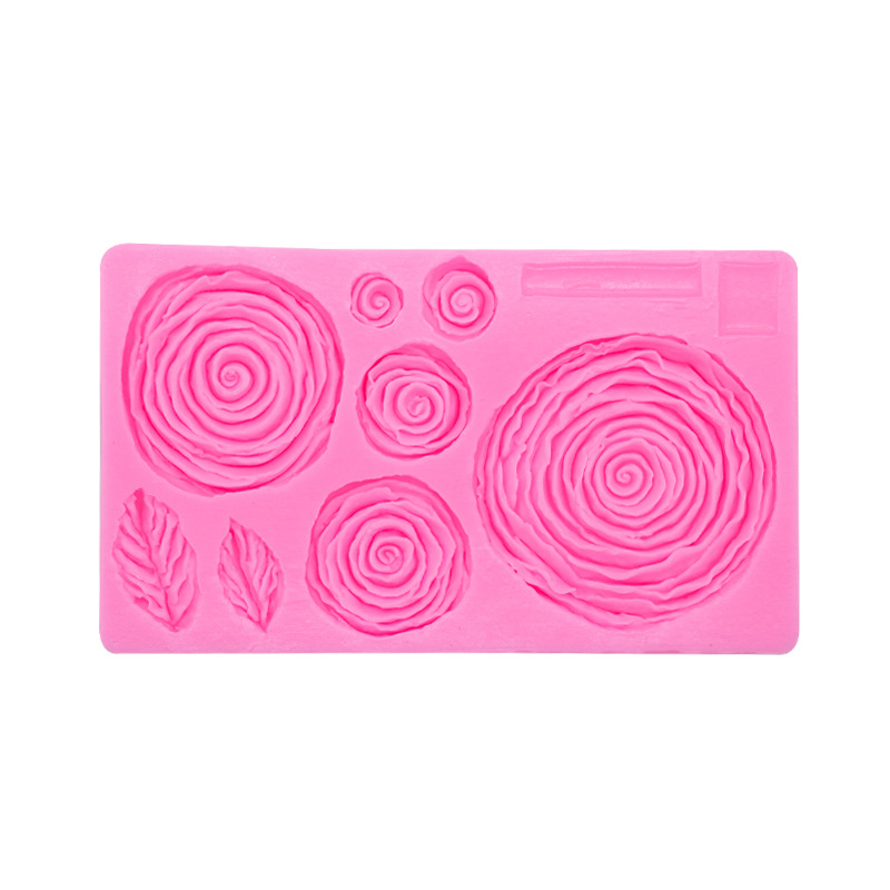 Tamaño 8-piece Rose hojas flor encaje decoración silicona fondant molde DIY hornear cake Edge decoración molde