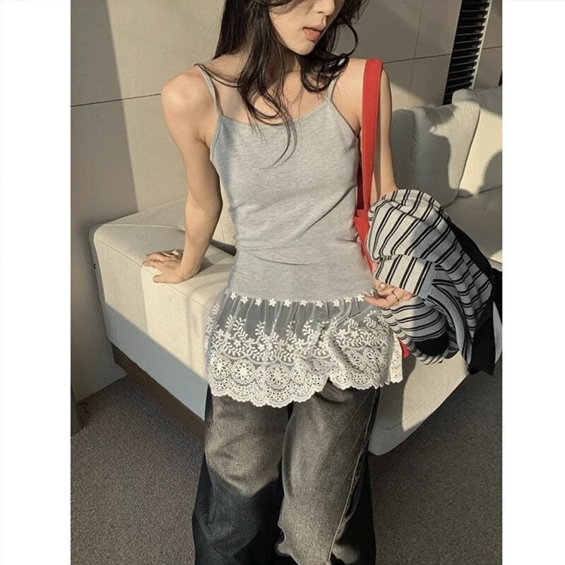 Pure Desire White Lace Camisole Women's Winter Layered Dress Short Skirt Design Niche Sleeveless Top Pure Desire White Lace Camisole Women's Winter Layered Dress Short Skirt Design Niche Sleeveless Top