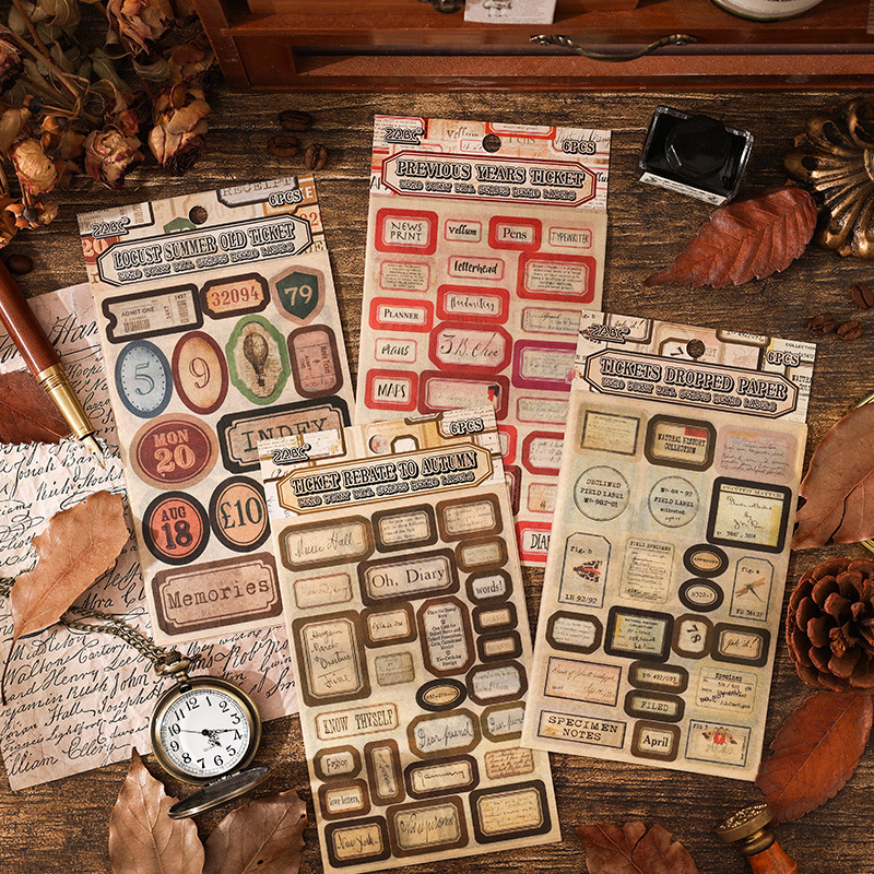 Etiquetas retro y pegatinas de papel diarios pegatinas transfronterizas sellos retro pegatinas cortadas de película