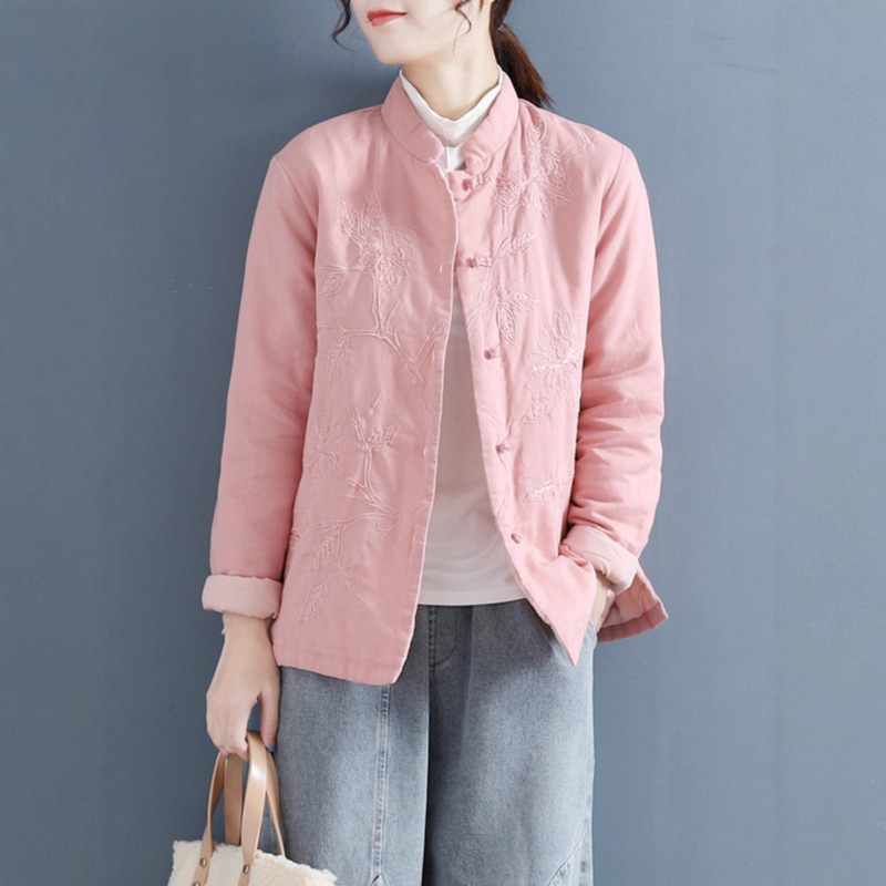Bargain Special~ Chinese-Style Button Lightweight Cotton Coat for Women, Cotton-Linen Embroidered Tea Shirt, Quilted Thickened Cotton Jacket