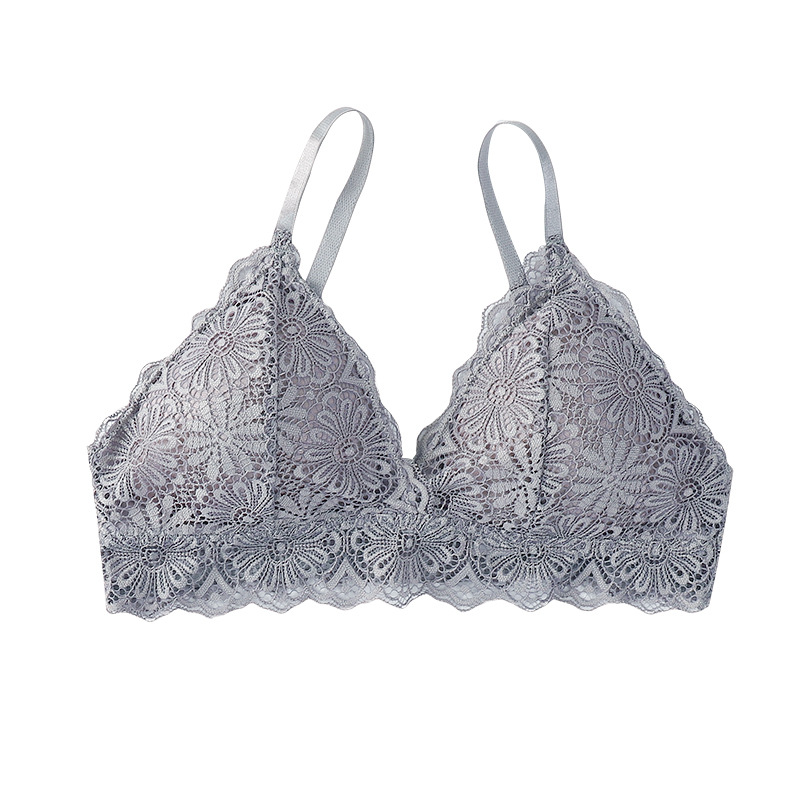 Sexy elegante encaje espalda envuelta pecho profundo V Correa suave piel-amigable ligero transpirable Copa cómodo sujetador inalámbrico