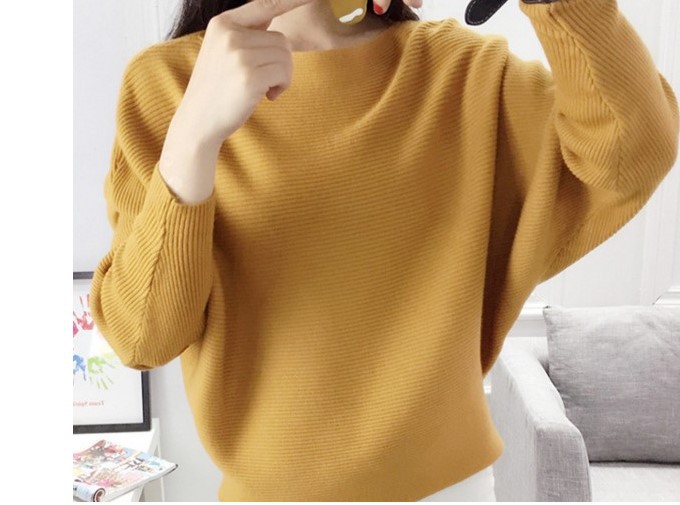 アマゾンの起爆女性の一字襟コウモリのセーターのねじが高くて、怠惰な上着と太っている