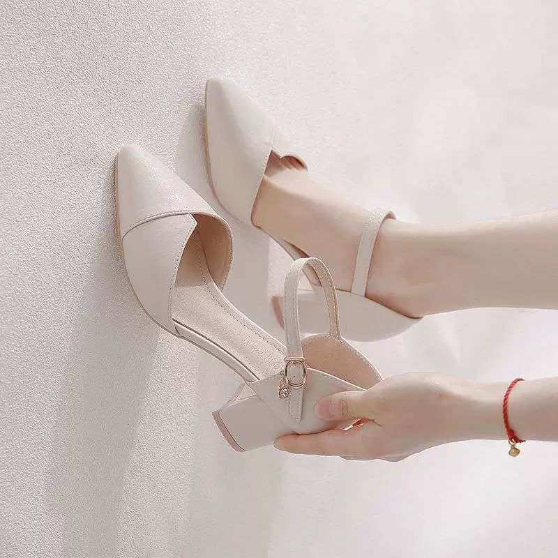 Women's strap sandals, summer adjustable ankle strap, low block heel (sizes 34–40)
