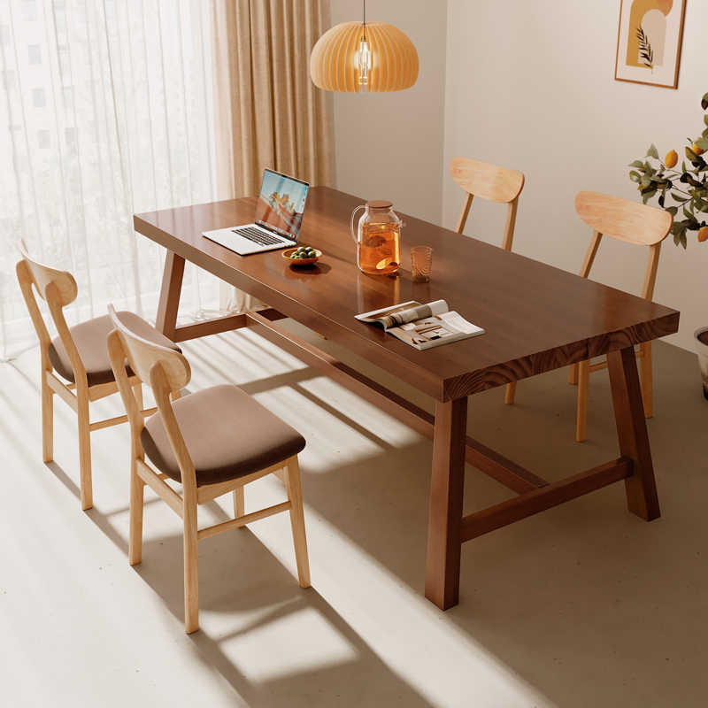 Mesa de comedor de madera sólida pequeña casa simple y lujosa mesa de comedor rectangular sala de estar combinación de mesa de comedor de madera