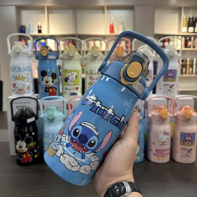 国境を越えた人気の漫画の大容量ポータブルポットステンレス鋼魔法瓶カップストロー付き屋外ウォーターカップ真空カップ|undefined