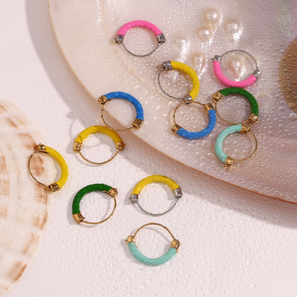 Hanging Basket Drop Oil Stainless Steel Earrings